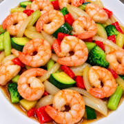 Chilli King Prawns with Veggies