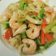 Garlic King Prawns with Veges
